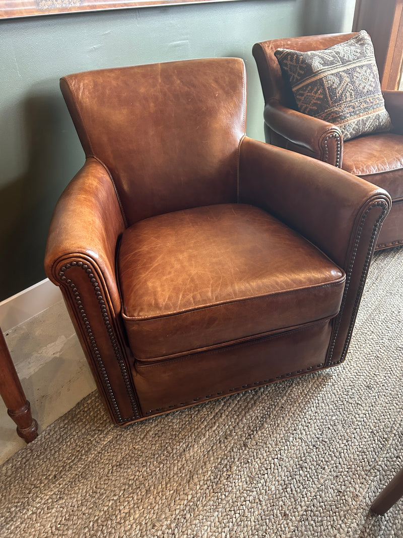 Pottery Barn Leather Chair with Nailheads