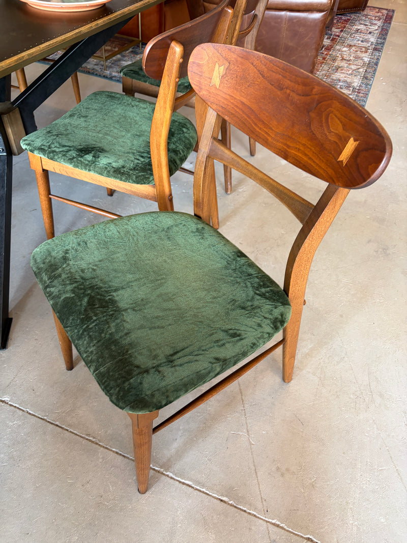 Set MCM Dining Chairs/Green Velvet (6)