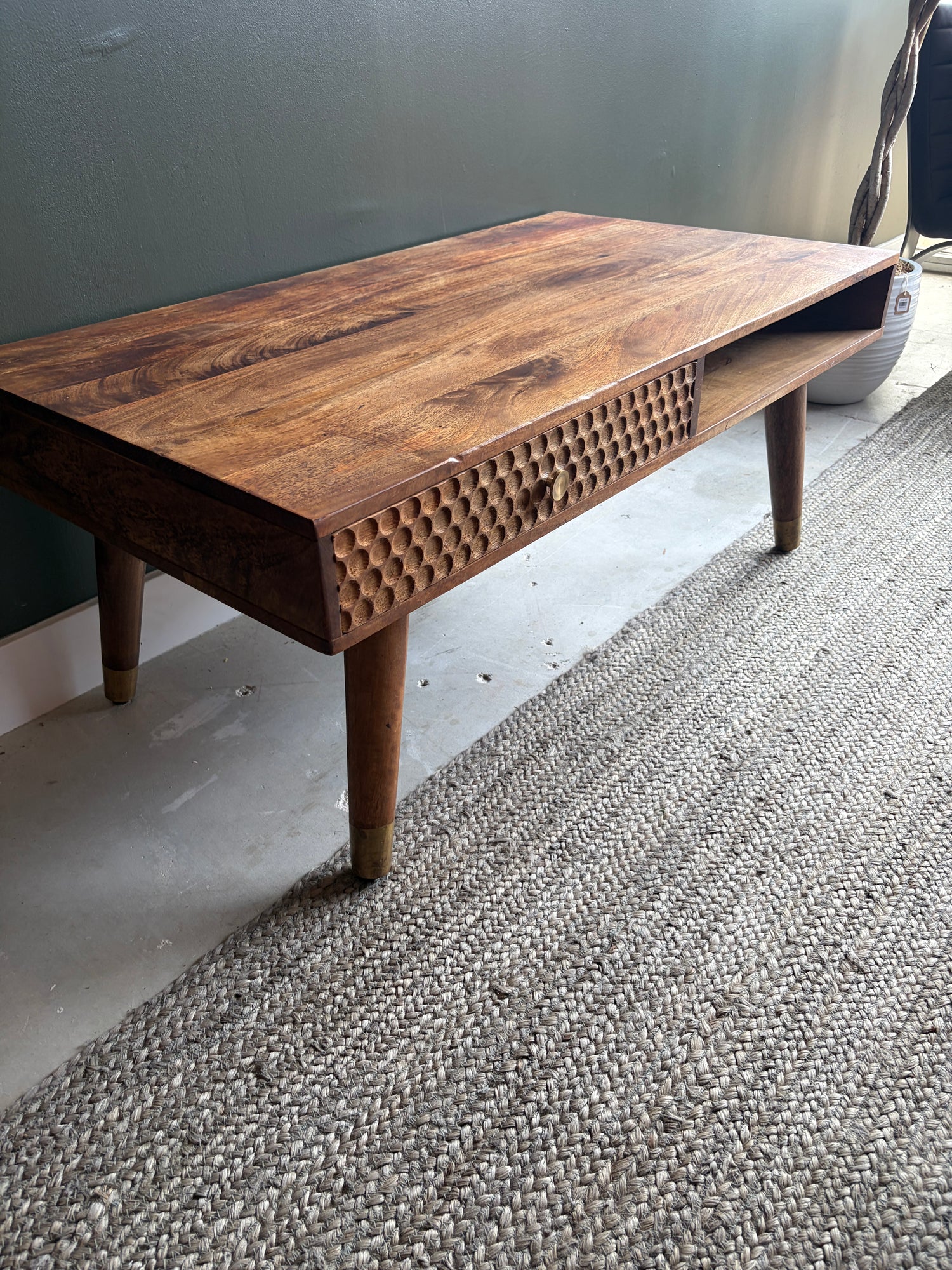 Brass Capped Leg Coffee Table