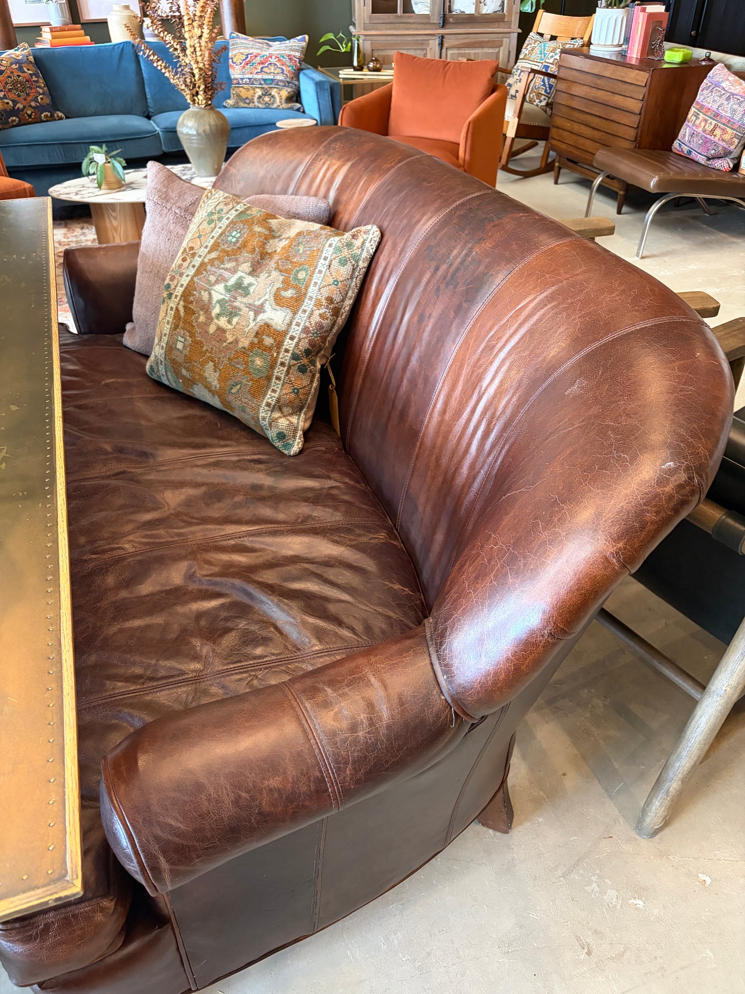 Leather Tall Back Bench