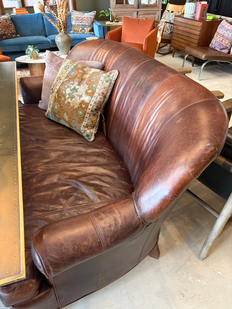 Leather Tall Back Bench