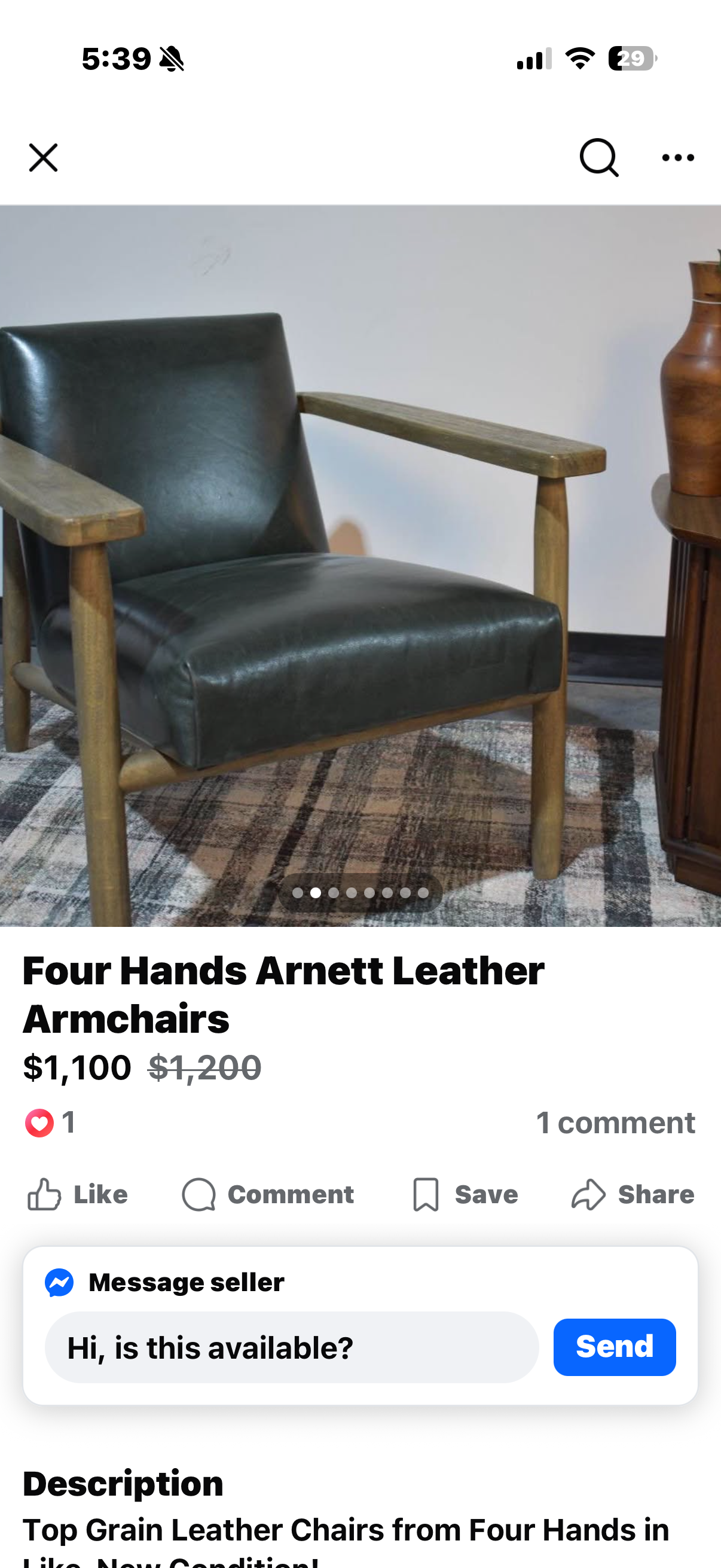 Fourhands Artnet Green Leather Chair