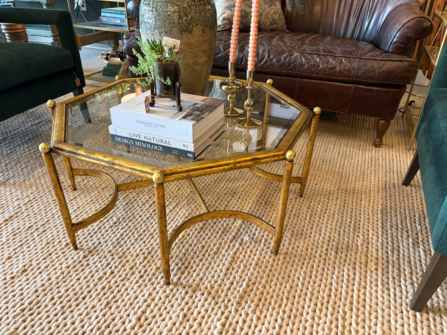 Brass Octagonal Coffee Table
