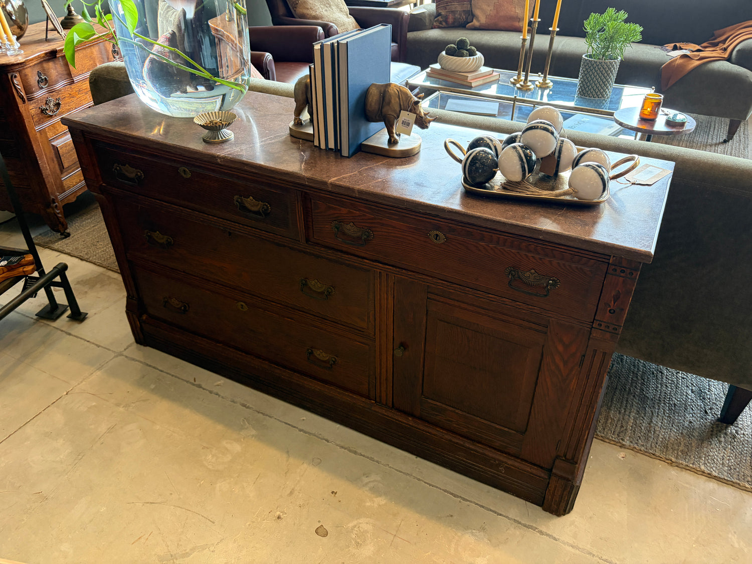 Antique Marble-Top Sideboard