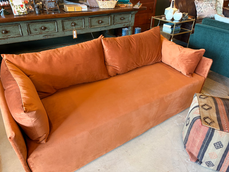 Orange Velvet Sofa