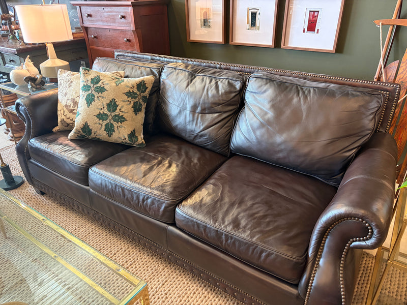 Restoration Hardware Brown Leather Sofa