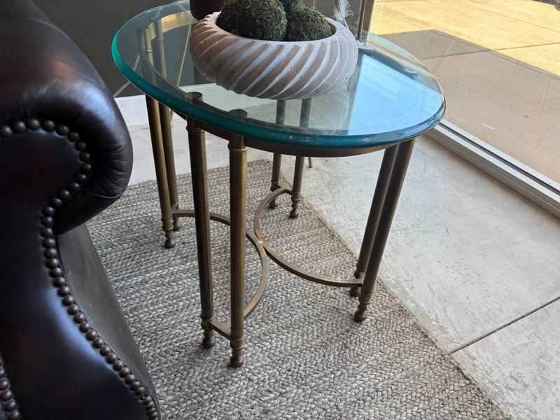 Antique Italian Brass/Glass End Table