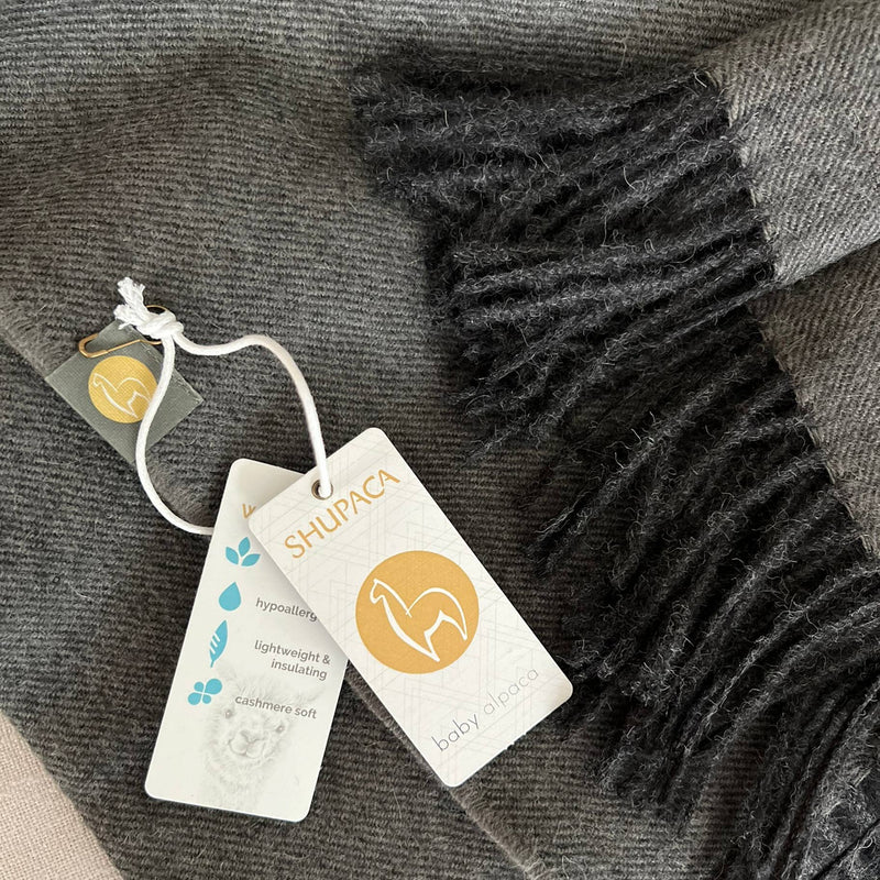 100% Baby Alpaca Throw - Carbon
