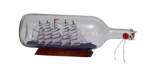 A-71642: GLASS SHIP IN A BOTTLE 13"W, 5"H