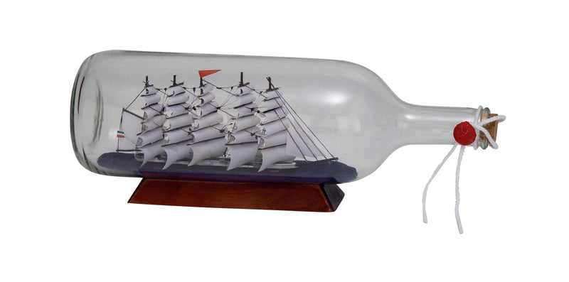 A-71642: GLASS SHIP IN A BOTTLE 13"W, 5"H