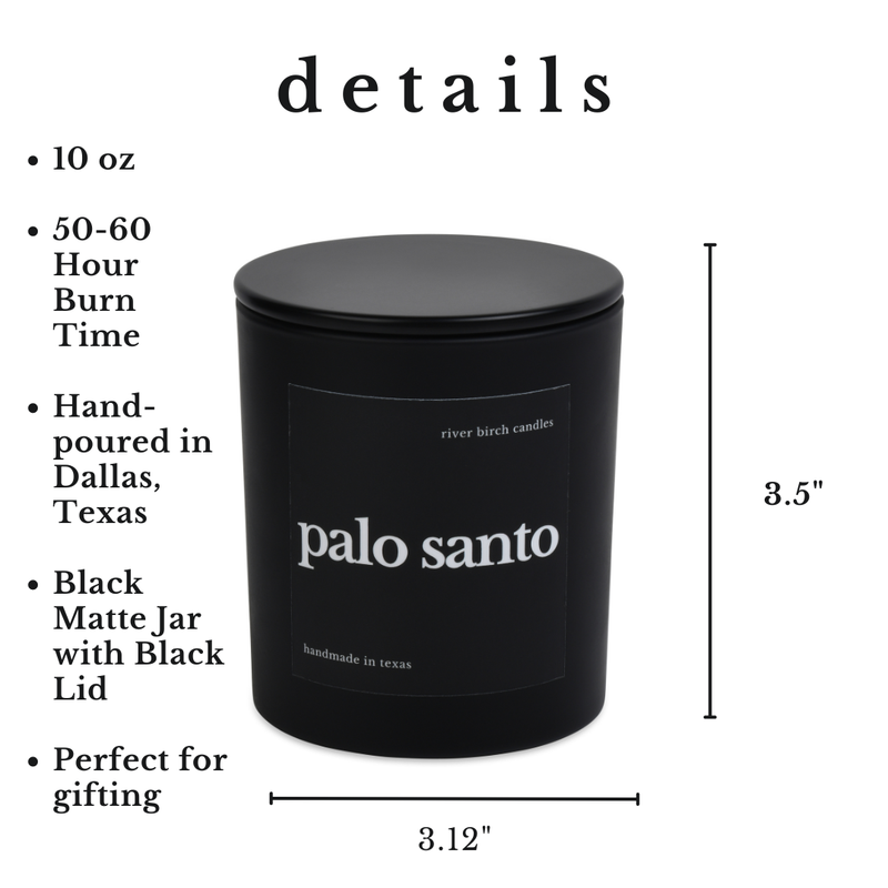10 oz Palo Santo - Black Matte  - Soy Candle