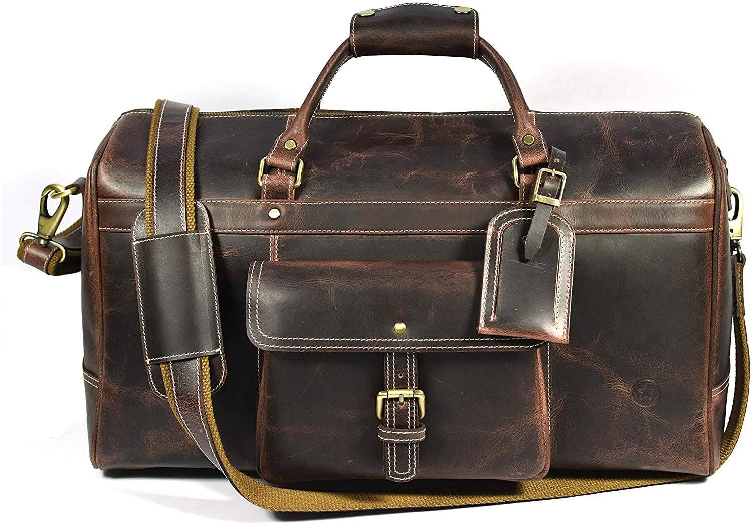Tuzech Large Duffel Luggage leather Travel Bag Duffel bag Gym Bag Airplane cabin Approved Carry On Overnight Leather Weekender Mens Duffle Bag For Men and Women 20 Inch
