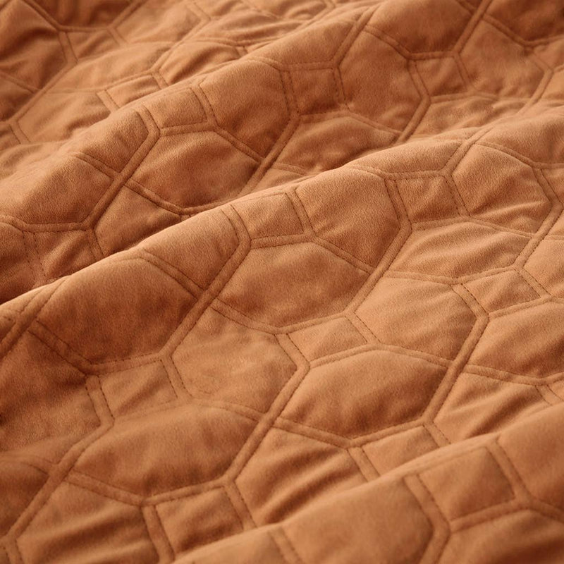 Velvet 3-Piece Quilt Set, Rust Orange
