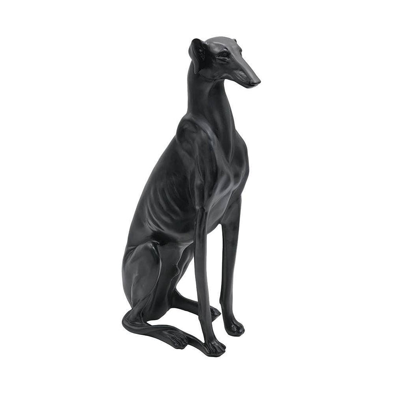 8x14x28.5" Sit Greyhound Statue - Black