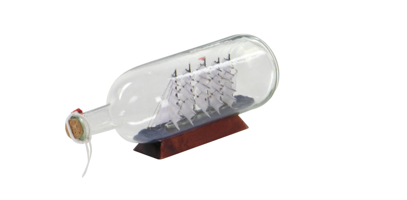 A-71642: GLASS SHIP IN A BOTTLE 13"W, 5"H