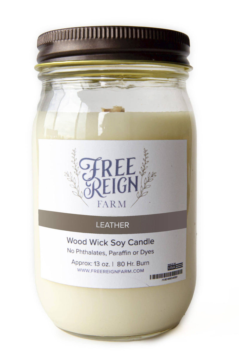 Leather: Wood Wick Soy Candle