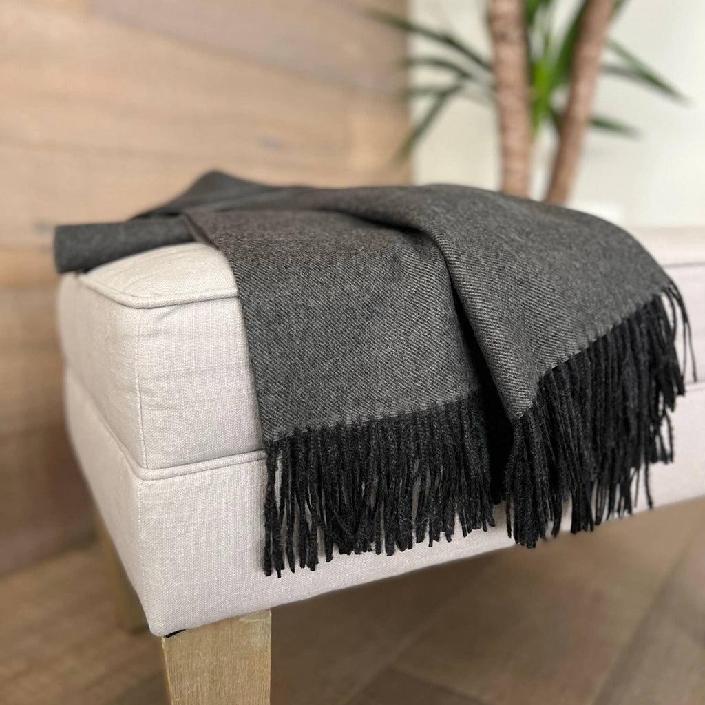 100% Baby Alpaca Throw - Carbon