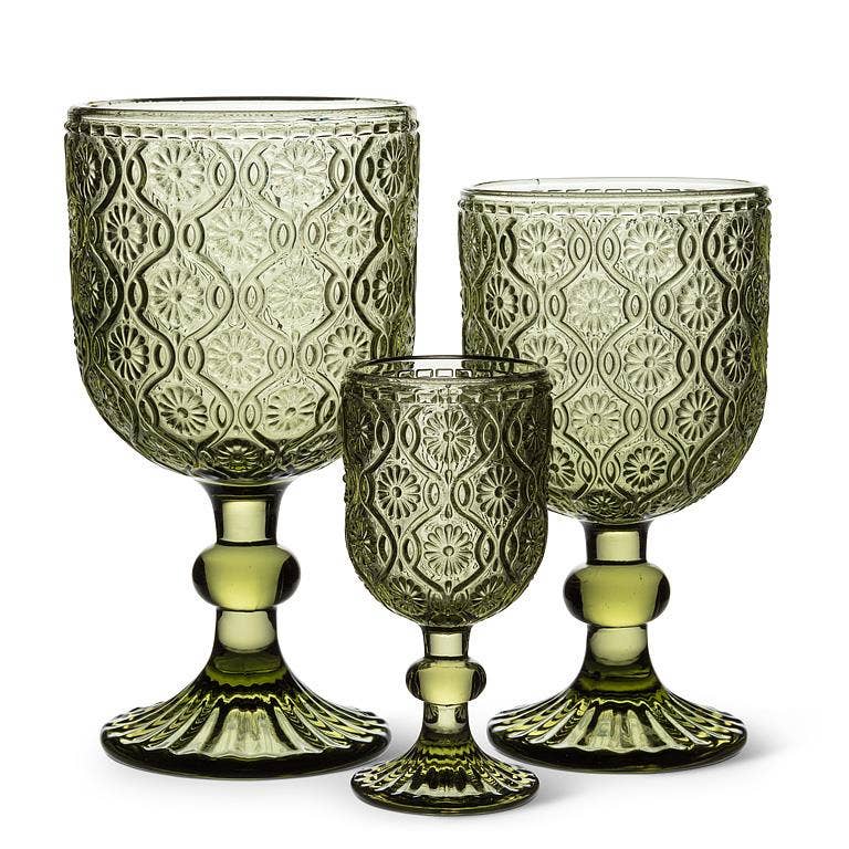 Daisy White Wine Glass-Olive-5.5"H(10oz)