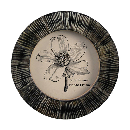 Picture Frame - Round, Chagrin Horn 2.5”