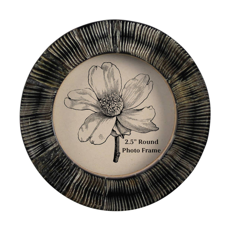 Picture Frame - Round, Chagrin Horn 2.5”