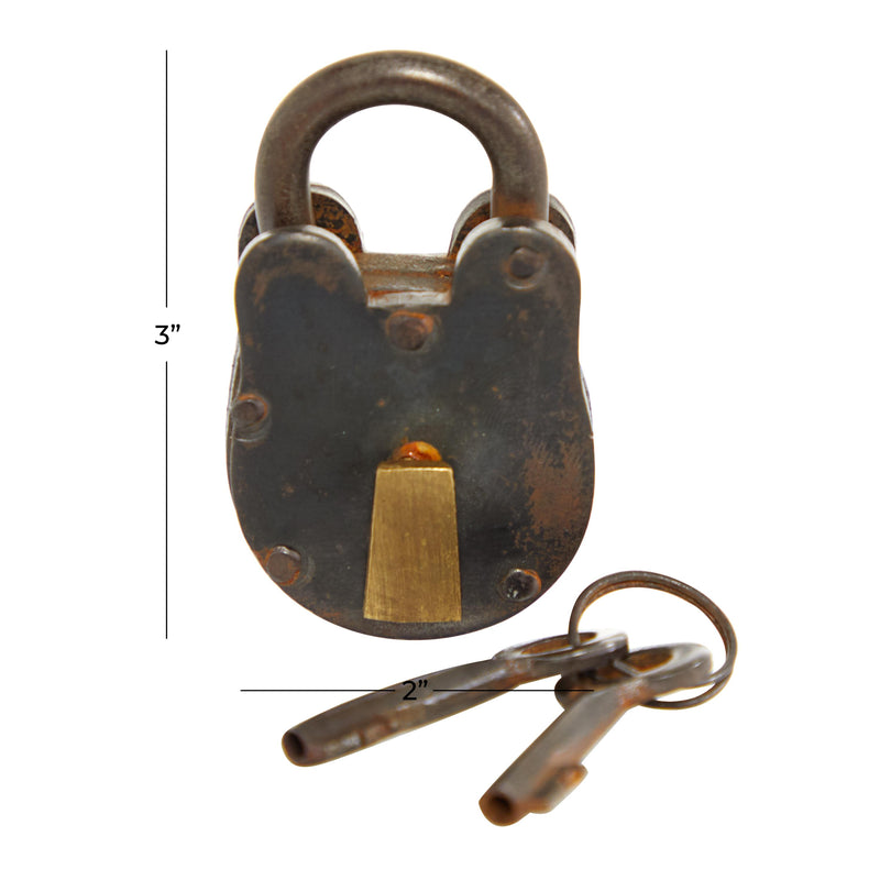 A-01102: METAL BRASS LOCK & KEYS 2"W, 3"H