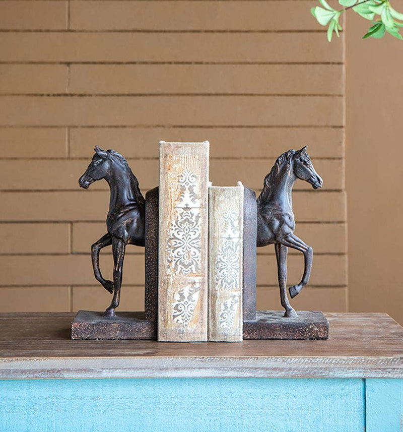 S/2 5x3.7x10.6" Trotting Horse Bookends