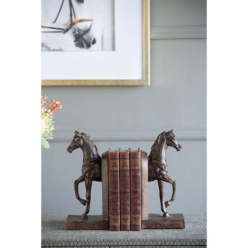 S/2 5x3.7x10.6" Trotting Horse Bookends