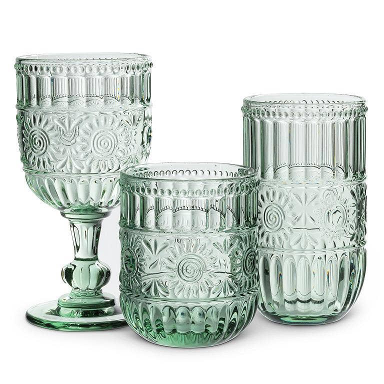 Sunflower Wine Glass-Light Green-6.5"H(14oz)