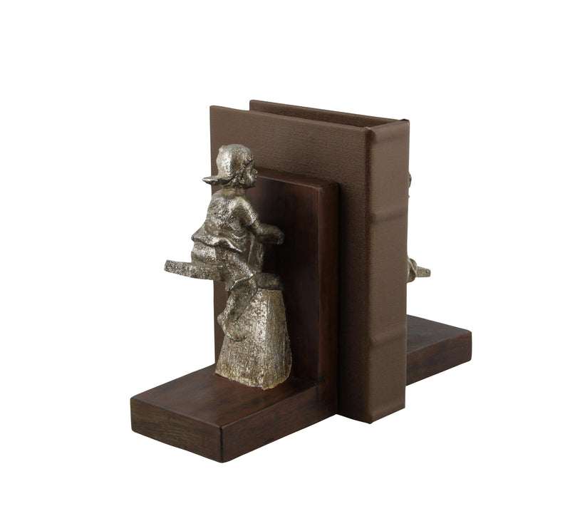 A-64717: POLYSTONE BOY & GIRL BOOKEND PAIR 4"W, 8"H
