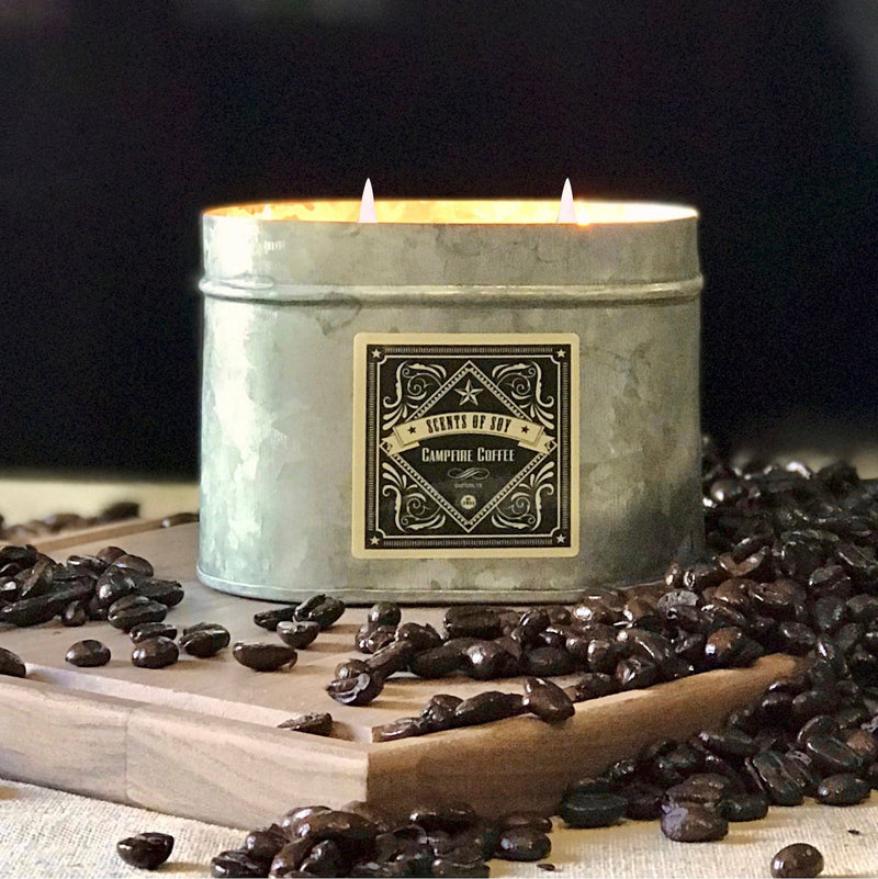 Campfire Coffee Galvanized Oval Tin Soy Candle