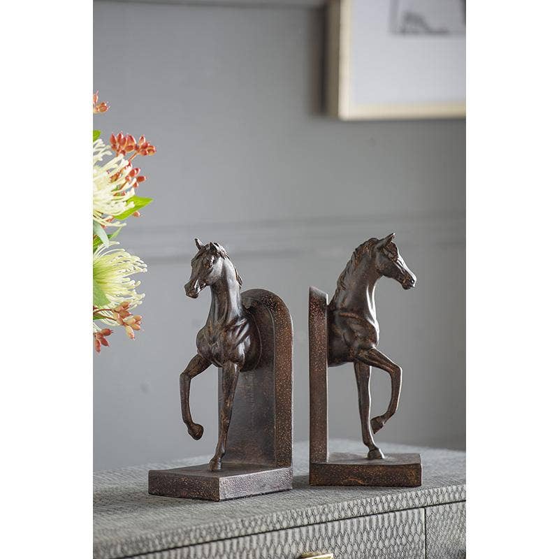 S/2 5x3.7x10.6" Trotting Horse Bookends