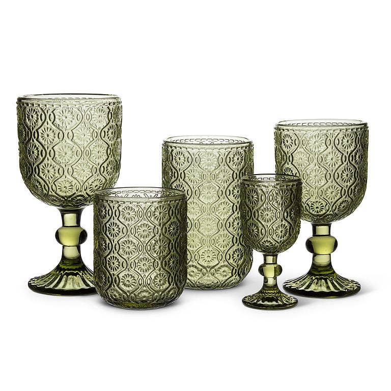 Daisy White Wine Glass-Olive-5.5"H(10oz)