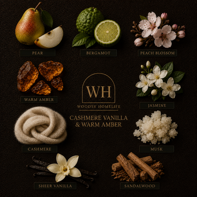 CashmereVanilla & WarmAmber|Solid Brass 14oz Pure Soy Candle