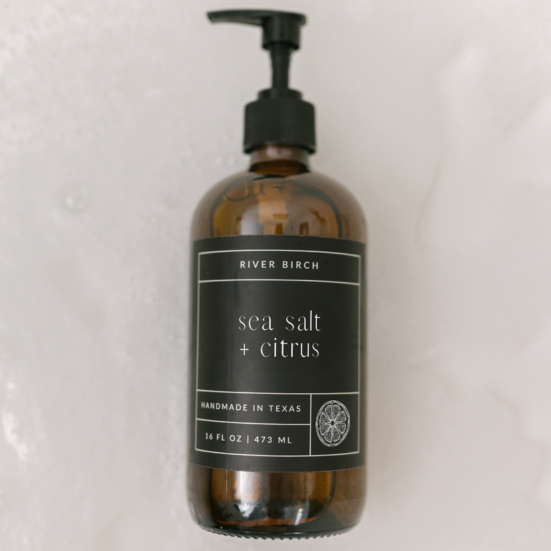 Sea Salt + Citrus  -16oz Amber Glass Soap-Handmade-Hand Wash
