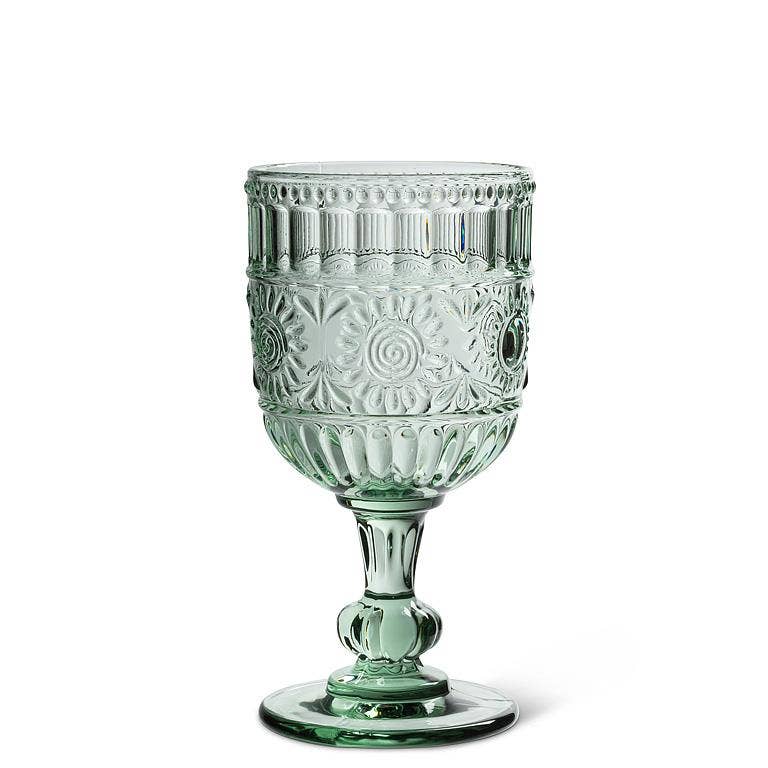 Sunflower Wine Glass-Light Green-6.5"H(14oz)
