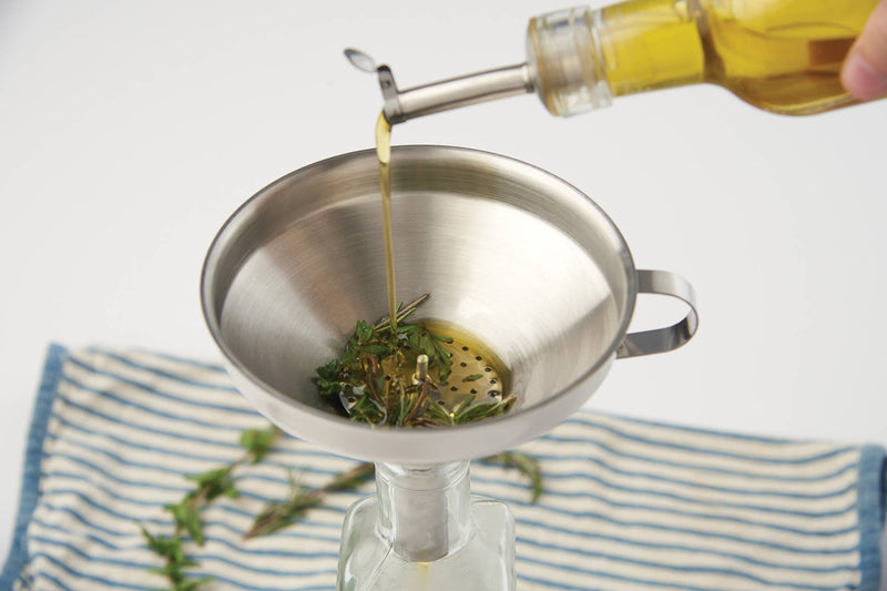 Fox Run Stainless Steel Funnel with Removable Strainer, 5"