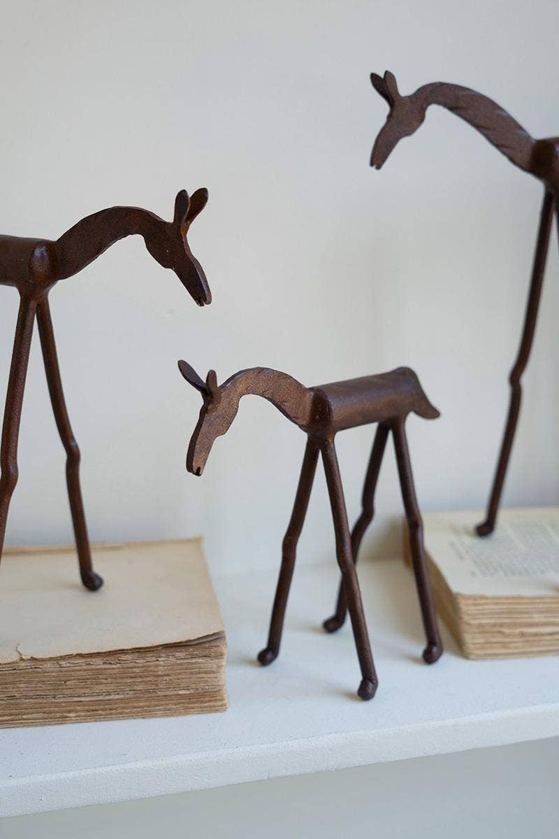 SET OF THREE FORGED-IRON HORSES