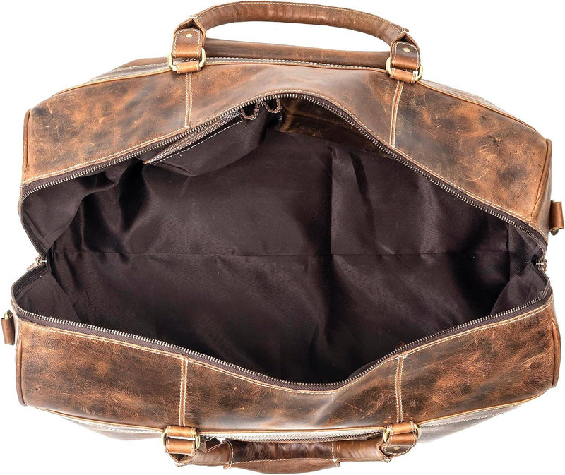 Tuzech Large Duffel Luggage leather Travel Bag Duffel bag Gym Bag Airplane cabin Approved Carry On Overnight Leather Weekender Mens Duffle Bag For Men and Women 20 Inch