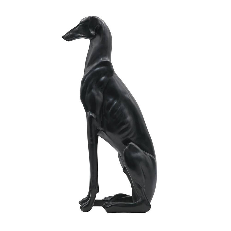 8x14x28.5" Sit Greyhound Statue - Black
