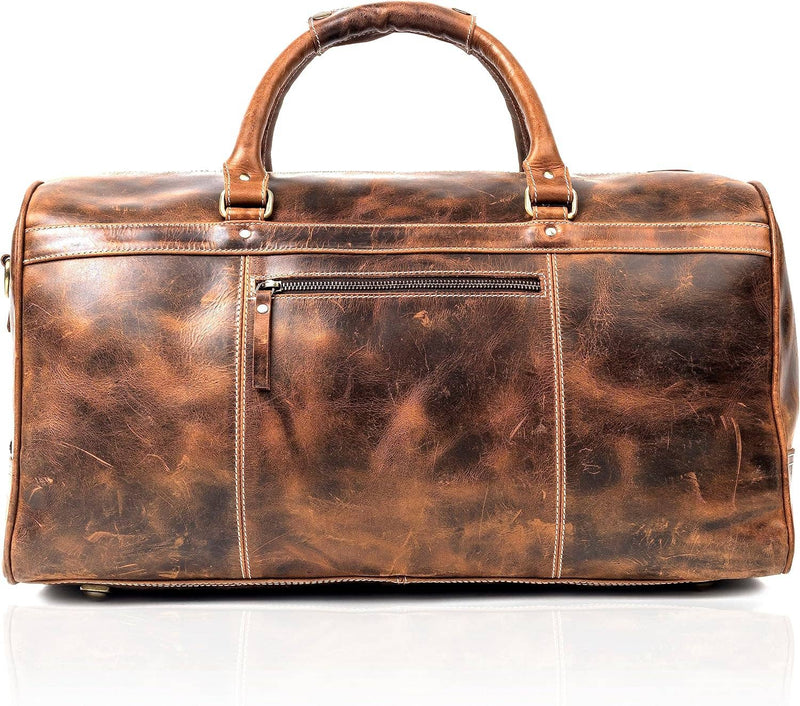 Tuzech Large Duffel Luggage leather Travel Bag Duffel bag Gym Bag Airplane cabin Approved Carry On Overnight Leather Weekender Mens Duffle Bag For Men and Women 20 Inch