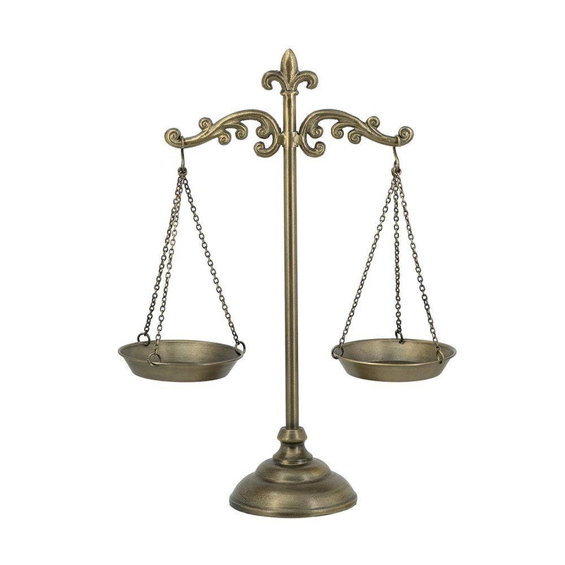 14x5x17.5" Bronze Iron Balance Scales w/ Ornate Scrollwork