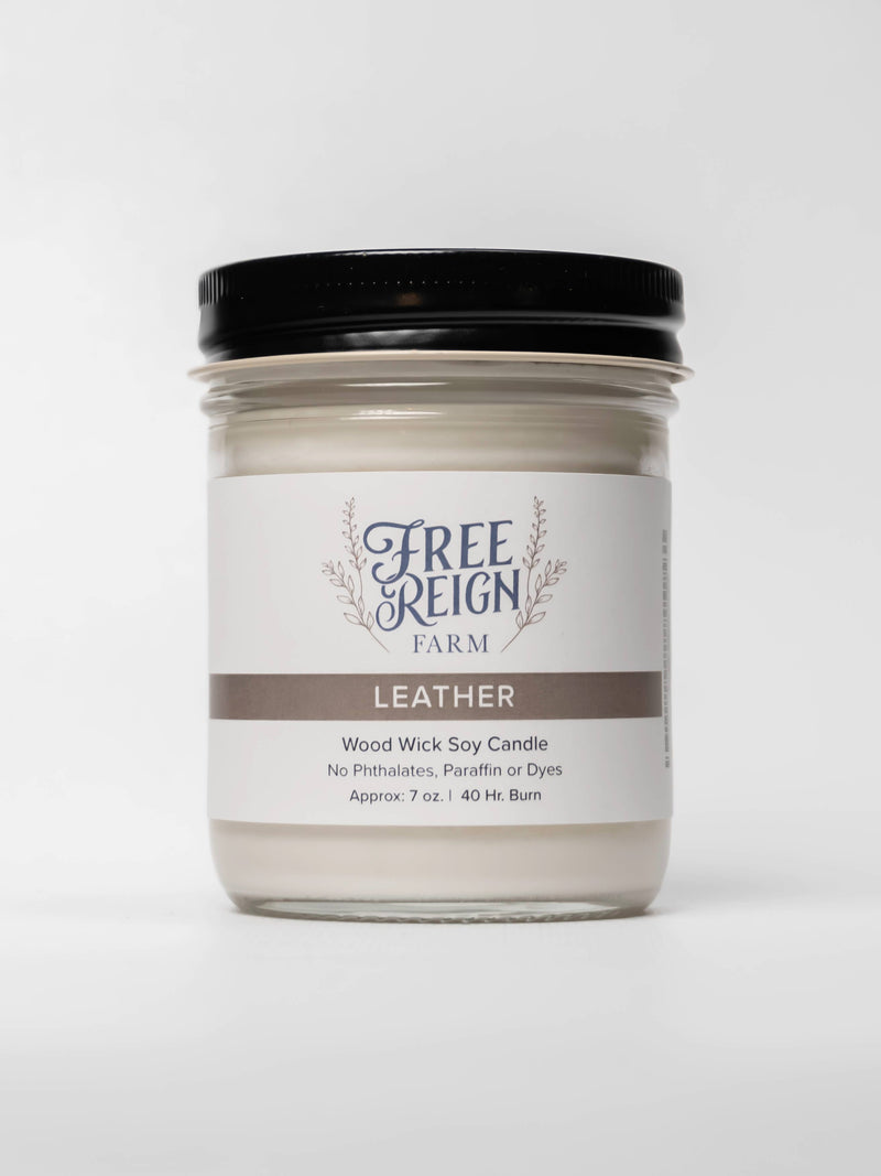 Leather: Wood Wick Soy Candle