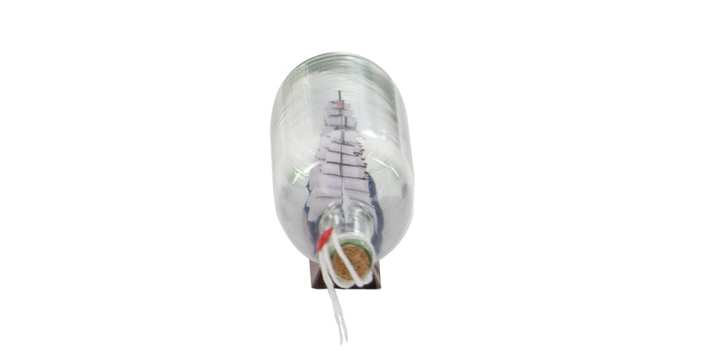 A-71642: GLASS SHIP IN A BOTTLE 13"W, 5"H