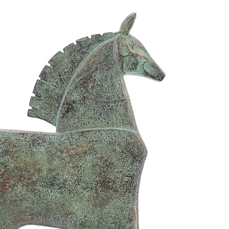 8.5x4x14" Horse Sculpture On Stand - Green/Bronze